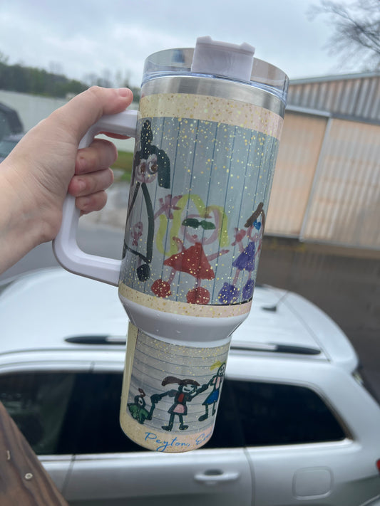 Customized Tumbler with Kids Artwork